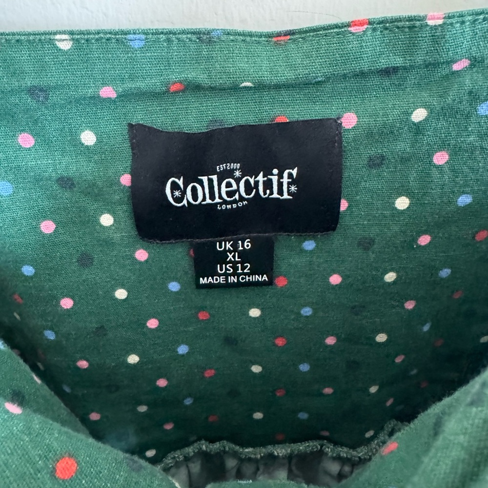 Collectif Clothing Modcloth 50s Jemima Polka Dot Swing Dress in Green size 12 - Picture 7 of 8